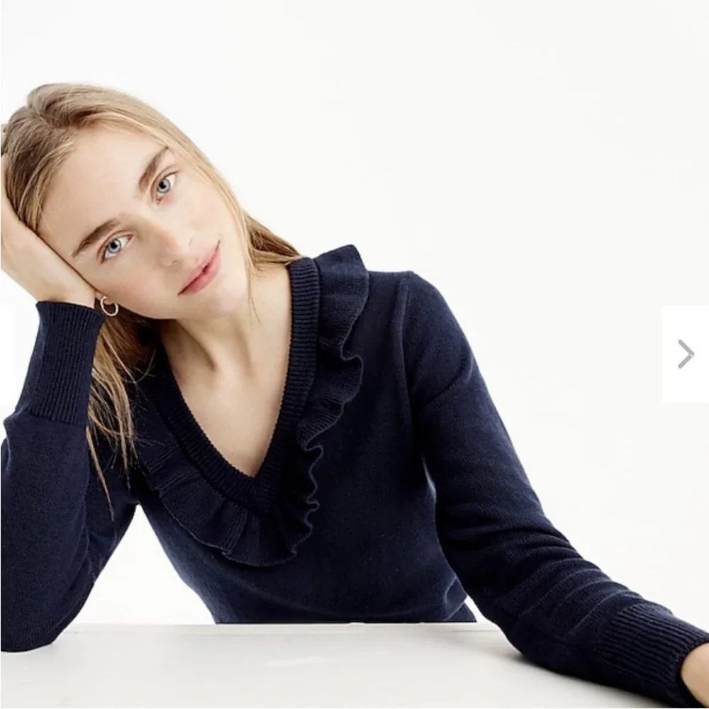 J.Crew Ruffle V-neck sweater